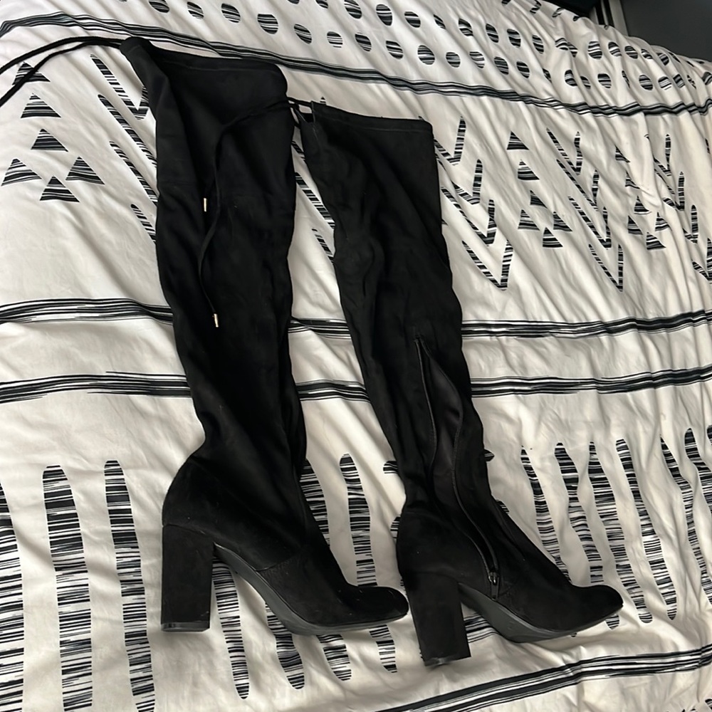 Above the knee suede boots